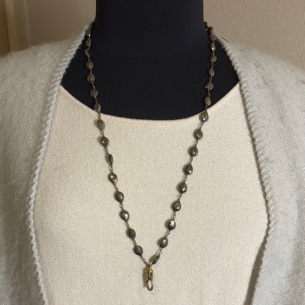 Grace & Heart Retired Elegant Pyrite & Brass Lanyard Necklace for Charms 28”